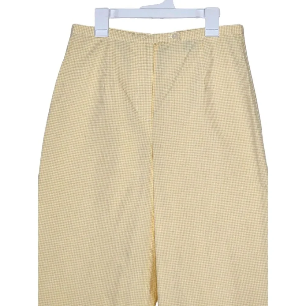 Talbots Yellow Gingham High Rise Ankle Pants Cotton Blend Women's 4 Cottagecore